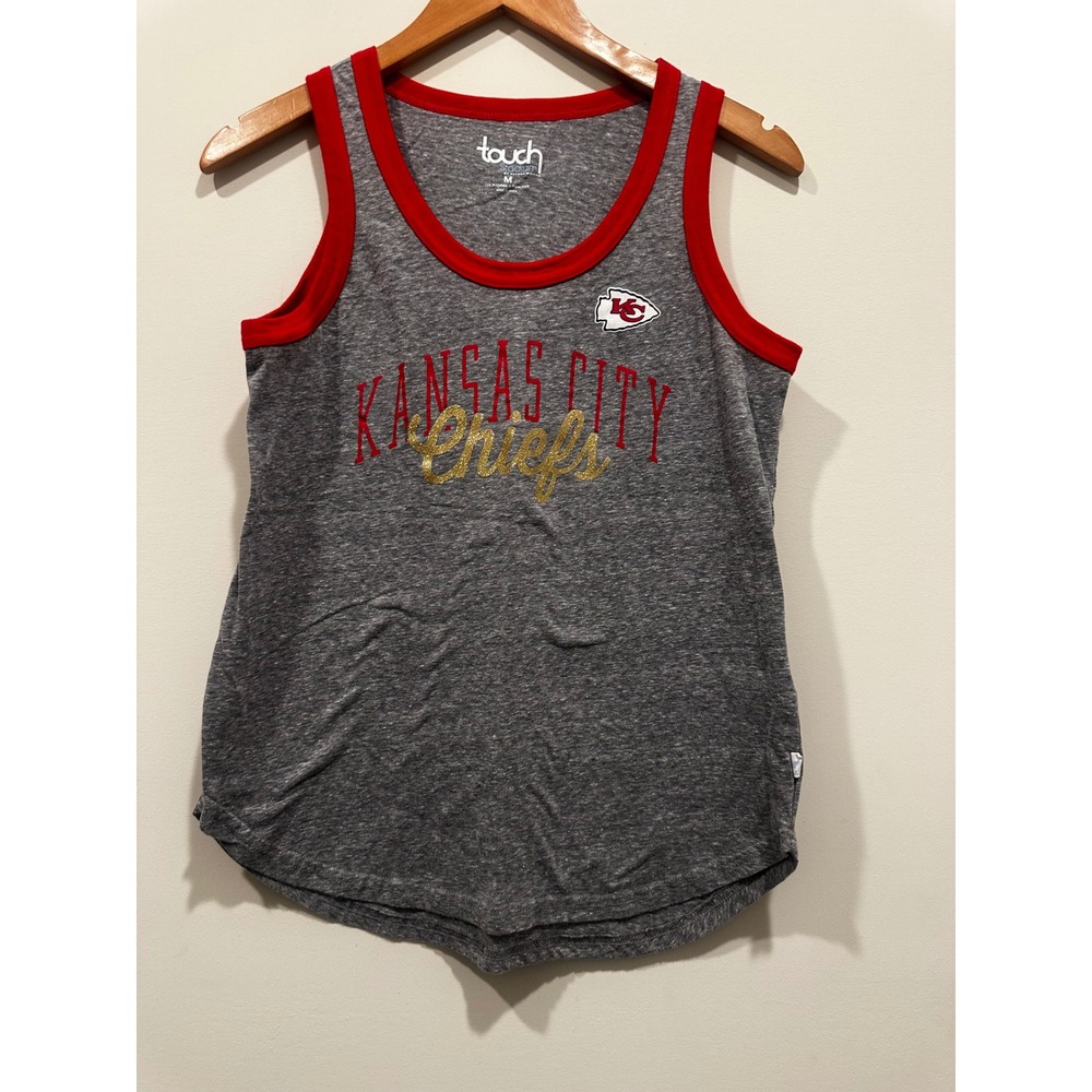 Kansas City Chiefs Tank Top Heather Grey Red Gold Medium
